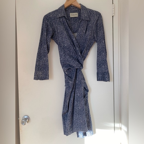 SAMANTHA SUNG Dresses & Skirts - Samantha Sung Blue Hepburn Wrap Dress Size 10